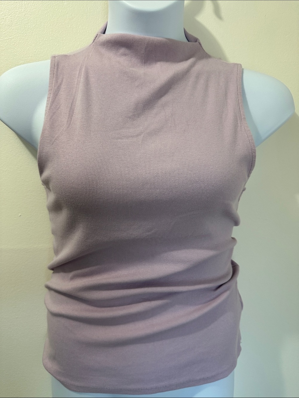 a new day Ribbed Mock Neck Tank Top in Dusty Mauve